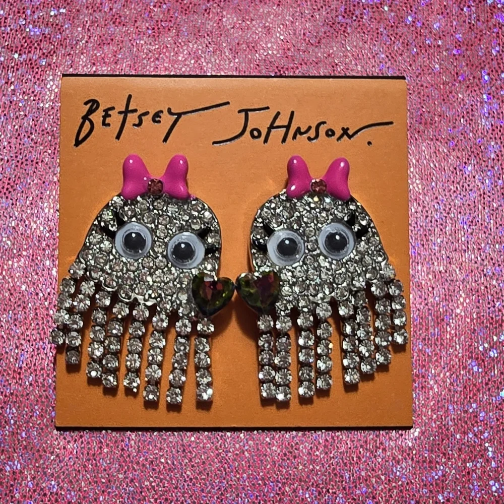 Betsey Johnson Ghost Fringe drop earrings! NWT! - Picture 8 of 9